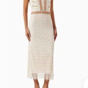 Agua Bendita Size Large Lani Dress Maxi Off White New $300 Retail 3739
